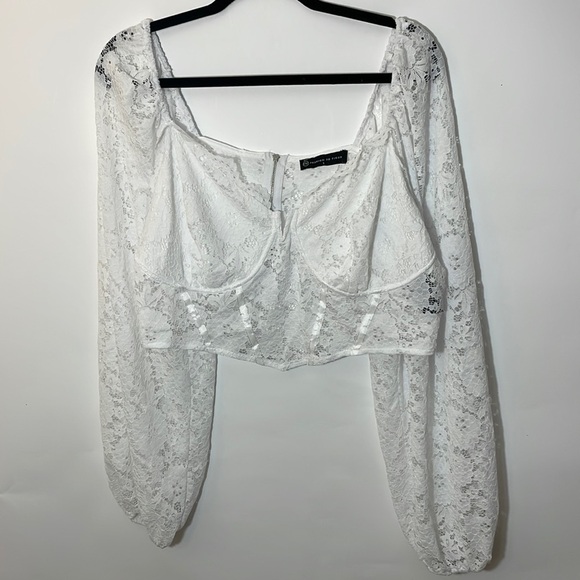 Fashion to Figure 1 lace corset top white long sleeve - Picture 5 of 10